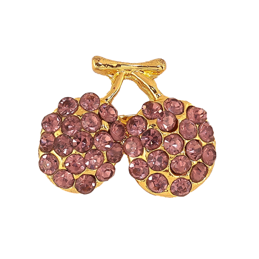 Брошка Сливки з бордовими стразами фото №1 Брошка Сливки з бордовими стразами фото №1