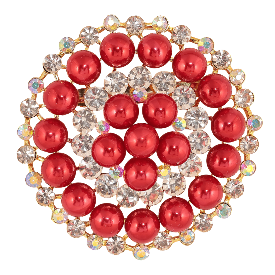 Брошка Композиція зі стразами та красними намистинами фото №1 Брошка Композиція зі стразами та красними намистинами фото №1