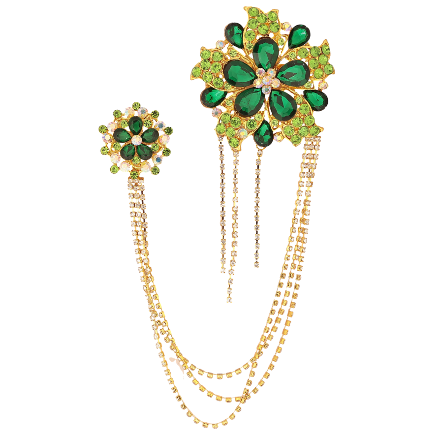 Брошь Большая композиция с зелеными стразами фото №1 Брошь Большая композиция с зелеными стразами фото №1