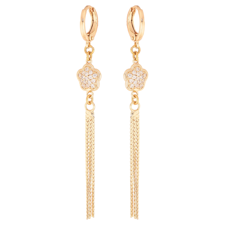 Сережки Xuping M&L Колір 18K підвіски на колечках Квіточки з інкрустацією кристалами фото №1