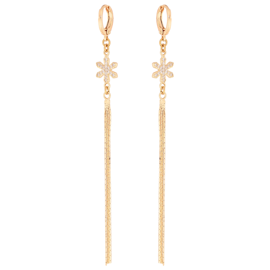 Сережки Xuping M&L Колір 18K підвіски на колечках Сніжинки з ланцюжками фото №1