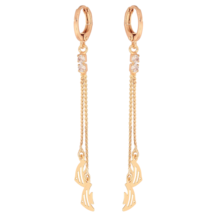 Сережки Xuping M&L Колір 18K підвіски на колечках Рибки на ланцюжках фото №21