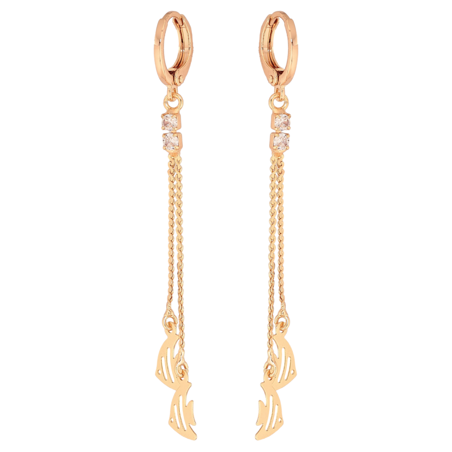 Сережки Xuping M&L Колір 18K підвіски на колечках Рибки на ланцюжках фото №1