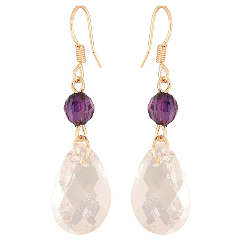 Серьги Xuping M&L Цвет 18K французский замок Кристальная капелька с фиолетовой бусиной фото №1
