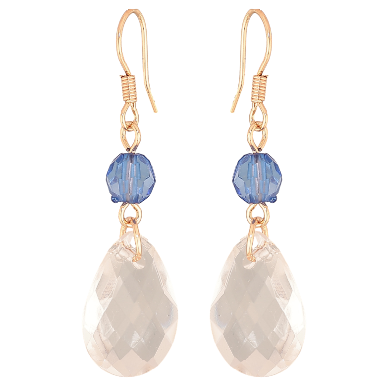 Сережки Xuping M&L Колір 18K французький замок Кристальна крапелька з блакитною намистиною фото №1