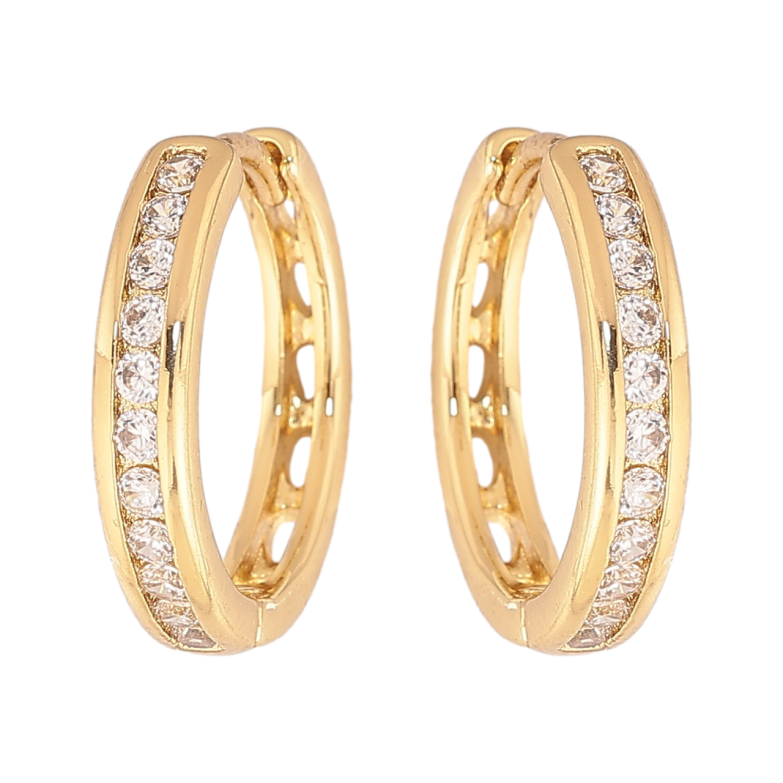 Серьги Xuping цвет Позолота 14K колечки Дорожки кристаллов фото №1