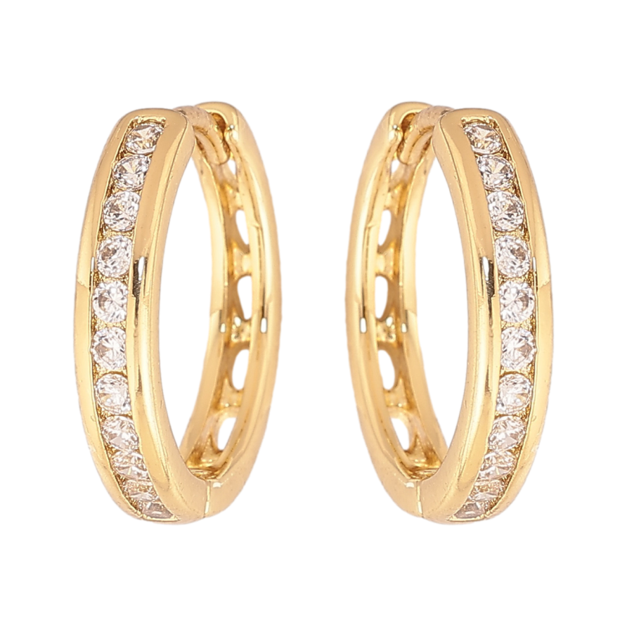 Серьги Xuping цвет Позолота 14K колечки Дорожки кристаллов фото №1