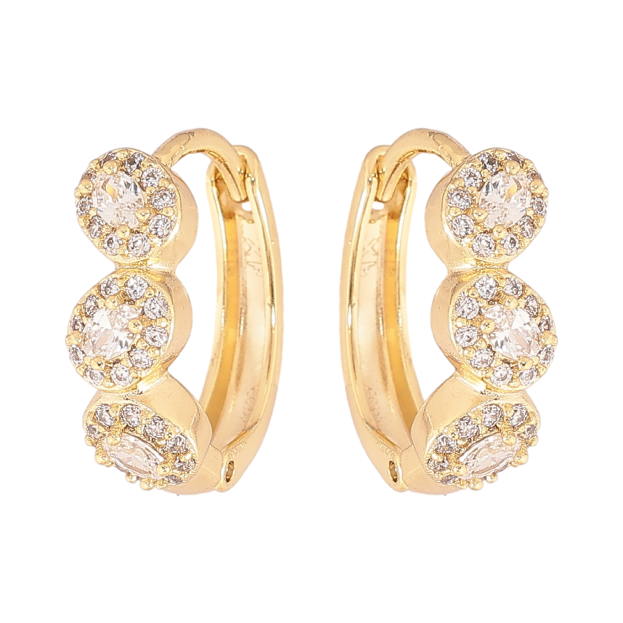 Серьги Xuping цвет Позолота 14K колечки Инкрустация кристаллами фото №1