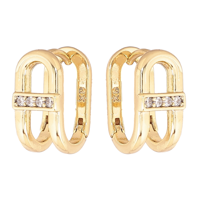 Сережки Xuping колір Позолота 14K колечка Декоративний візерунок з кристалами фото №3