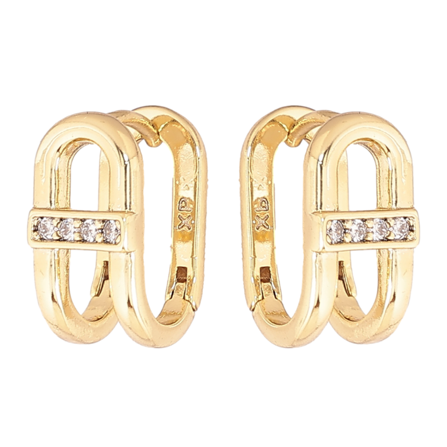 Серьги Xuping цвет Позолота 14K колечки Декоративный узор с кристаллами фото №1