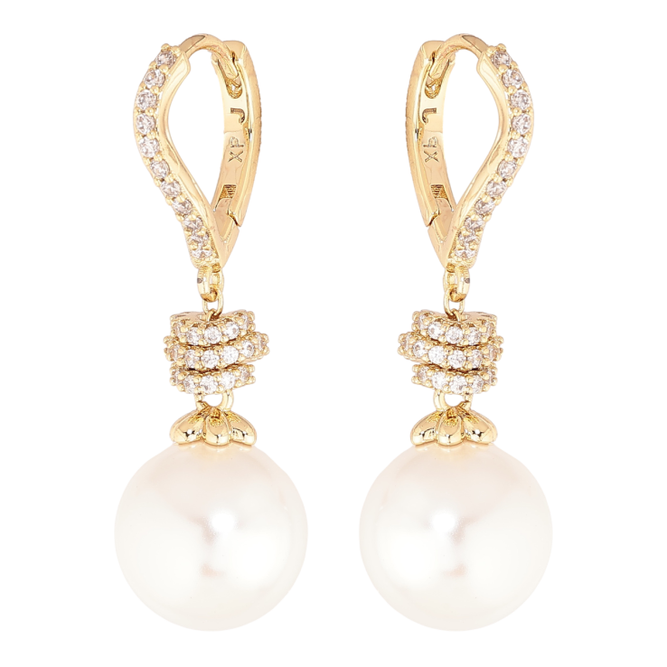 Серьги Xuping цвет Позолота 14K подвески на колечках Жемчужные подвески с инкрустацией кристаллами фото №15 Серьги Xuping цвет Позолота 14K подвески на колечках Жемчужные подвески с инкрустацией кристаллами фото №15