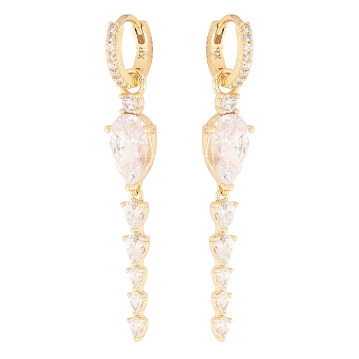 Серьги Xuping цвет Позолота 14K подвески на колечках Кристальные подвески 2 в 1 фото №23