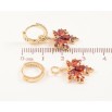 Сережки Xuping колір Позолота 14K підвіски на колечках Листочки з червоними кристалами 2 в 1 фото №3