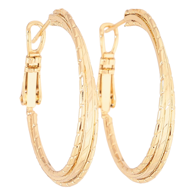 Серьги Xuping цвет Позолота 14K кольца (конго) Декоративный узор ø 3см фото №19