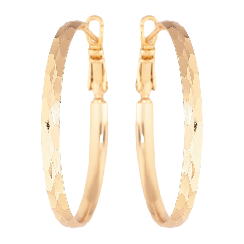 Сережки Xuping колір Позолота 14K кільця (конго) Декоративний візерунок ø 3.5см фото №1 Сережки Xuping колір Позолота 14K кільця (конго) Декоративний візерунок ø 3.5см фото №1