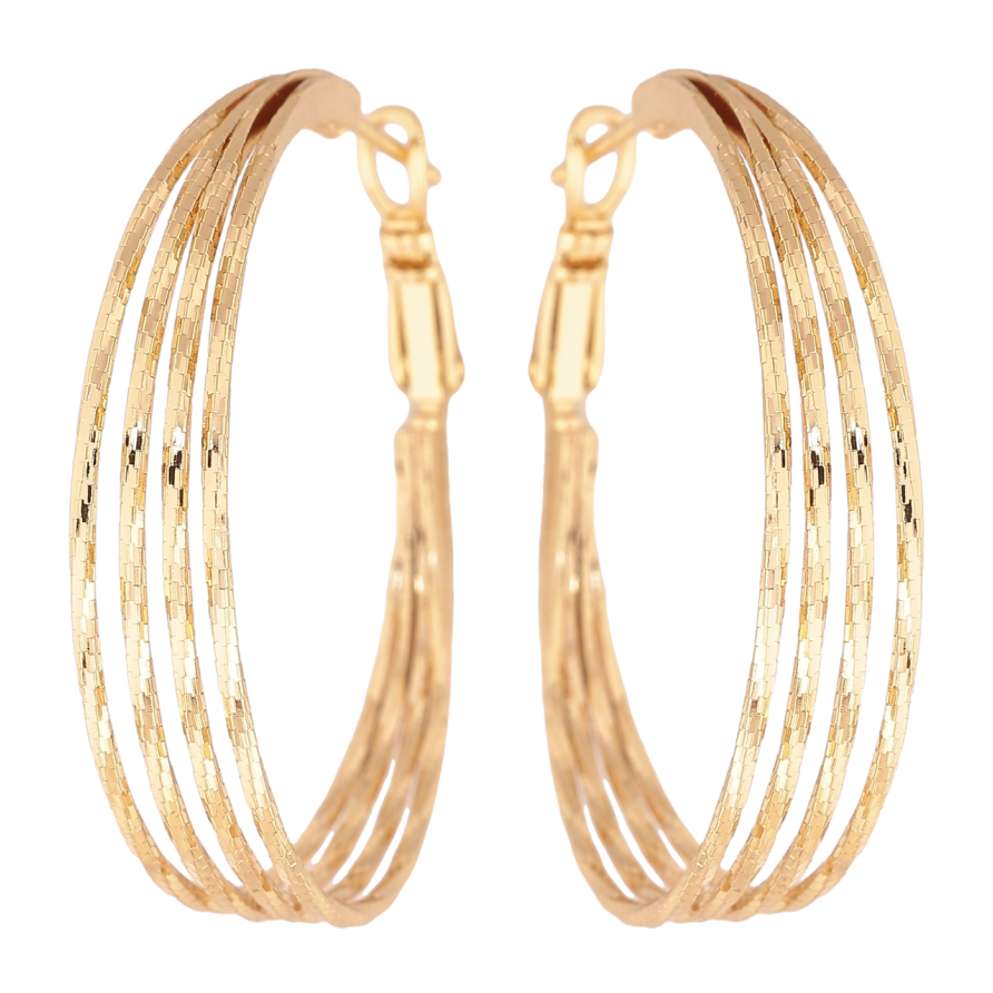 Сережки Xuping колір Позолота 14K кільця (конго) Декоративний візерунок ø 4см фото №1 Сережки Xuping колір Позолота 14K кільця (конго) Декоративний візерунок ø 4см фото №1