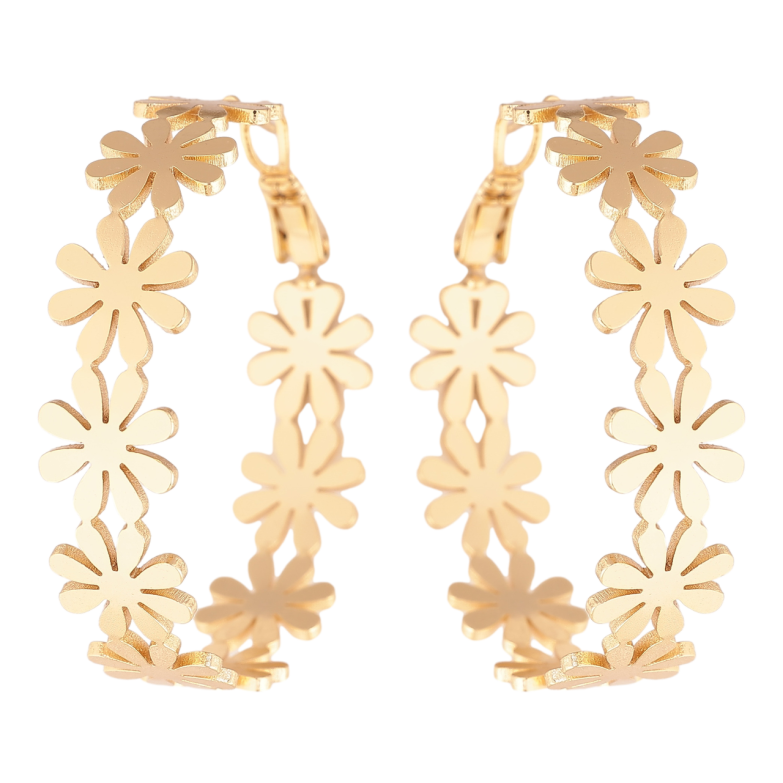 Серьги Xuping цвет Позолота 14K кольца (конго) Цветочки ø 4см фото №1 Серьги Xuping цвет Позолота 14K кольца (конго) Цветочки ø 4см фото №1