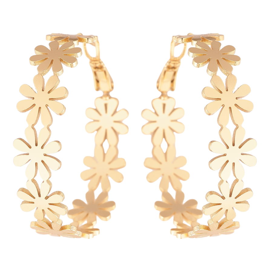 Серьги Xuping цвет Позолота 14K кольца (конго) Цветочки ø 4см фото №1 Серьги Xuping цвет Позолота 14K кольца (конго) Цветочки ø 4см фото №1