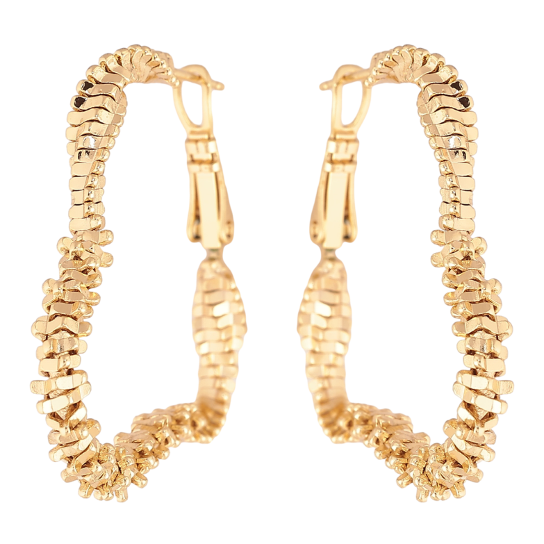 Серьги Xuping цвет Позолота 14K итальянский замок Сердечки фото №1