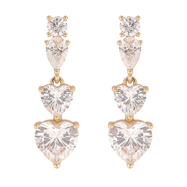 Серьги Xuping цвет Позолота 14K пусеты Кристальные сердечки фото №1 Серьги Xuping цвет Позолота 14K пусеты Кристальные сердечки фото №1