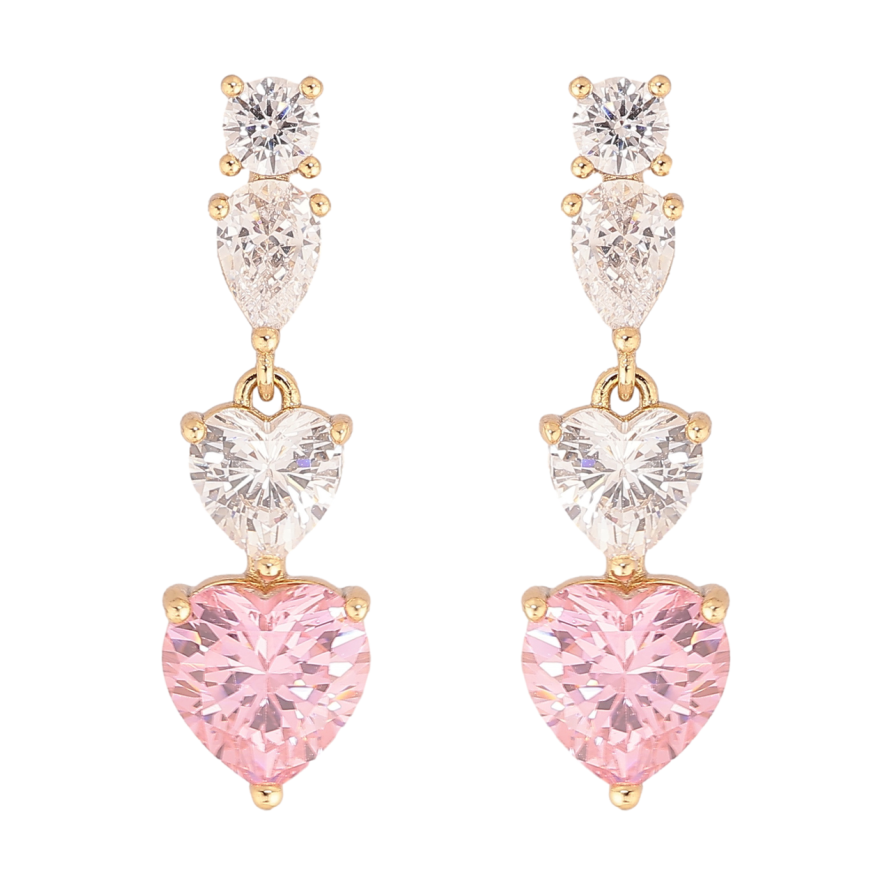 Серьги Xuping цвет Позолота 14K пусеты Кристальные сердечки фото №1 Серьги Xuping цвет Позолота 14K пусеты Кристальные сердечки фото №1