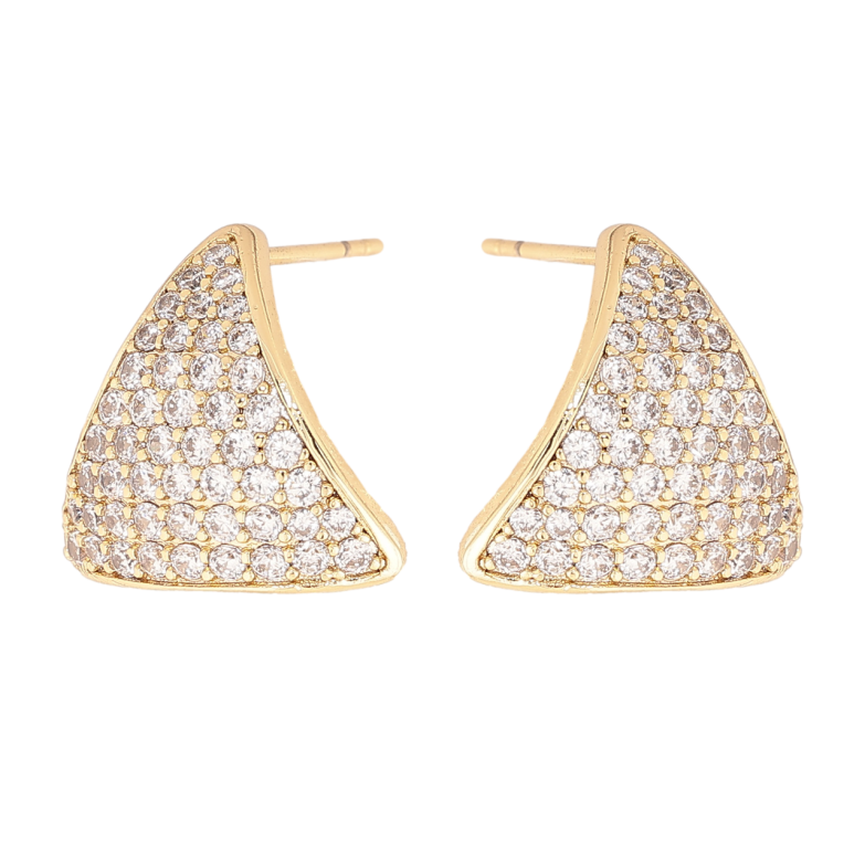 Серьги Xuping цвет Позолота 14K пусеты Треугольники с инкрустацией кристаллами фото №1