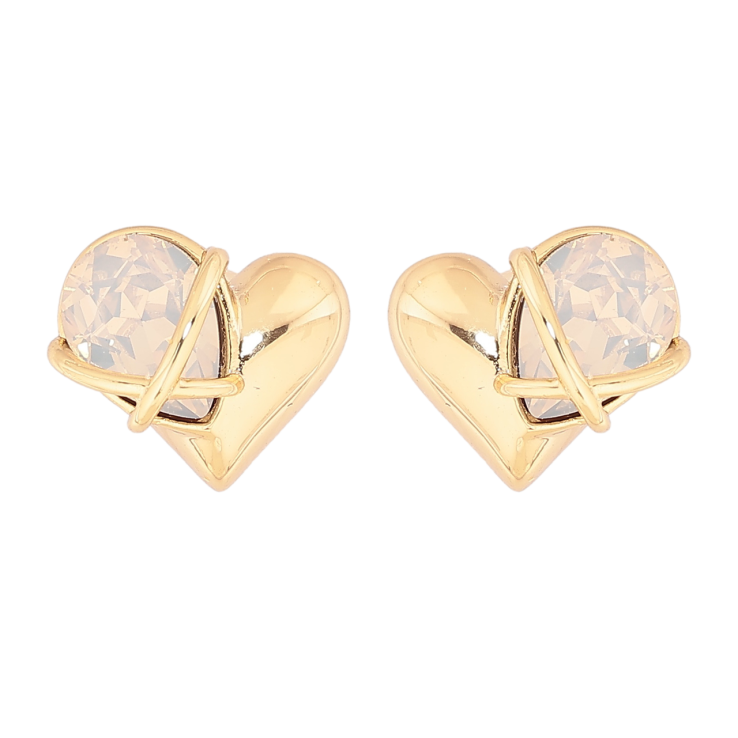 Серьги Xuping цвет Позолота 14K пусеты Сердечки с белыми кристаллами фото №21