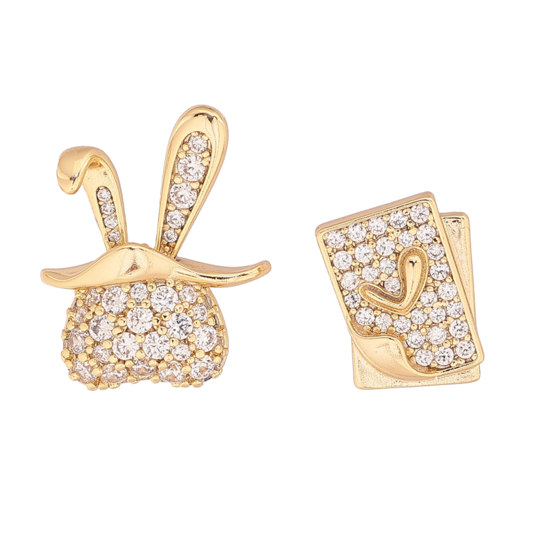 Сережки Xuping колір Позолота 14K пусети Асиметричні з інкрустацією кристалами фото №1