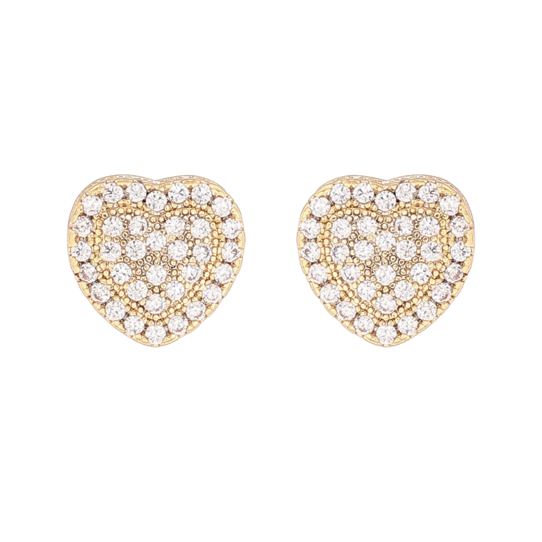 Сережки Xuping колір Позолота 14K пусети Сердечка з інкрустацією кристалами фото №1