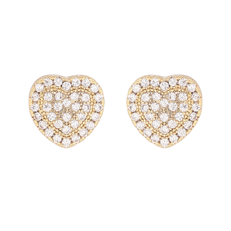 Серьги Xuping цвет Позолота 14K пусеты Сердечки с инкрустацией кристаллами фото №1