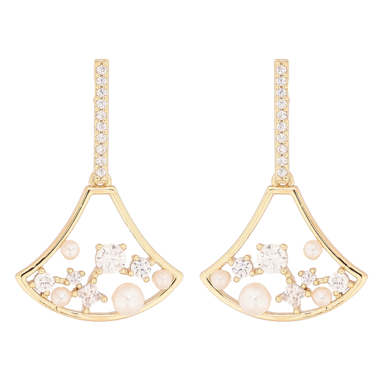 Серьги Xuping цвет Позолота 14K пусеты Подвески с кристаллами и жемчужинами фото №1 Серьги Xuping цвет Позолота 14K пусеты Подвески с кристаллами и жемчужинами фото №1