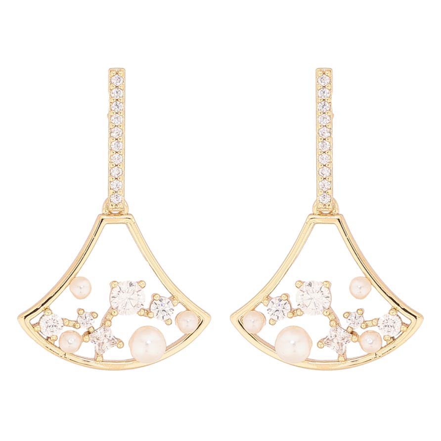 Серьги Xuping цвет Позолота 14K пусеты Подвески с кристаллами и жемчужинами фото №1 Серьги Xuping цвет Позолота 14K пусеты Подвески с кристаллами и жемчужинами фото №1