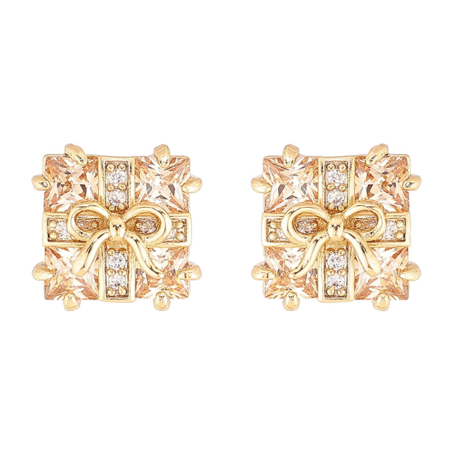 Серьги Xuping цвет Позолота 14K пусеты Подарки с золотистыми кристаллами фото №1