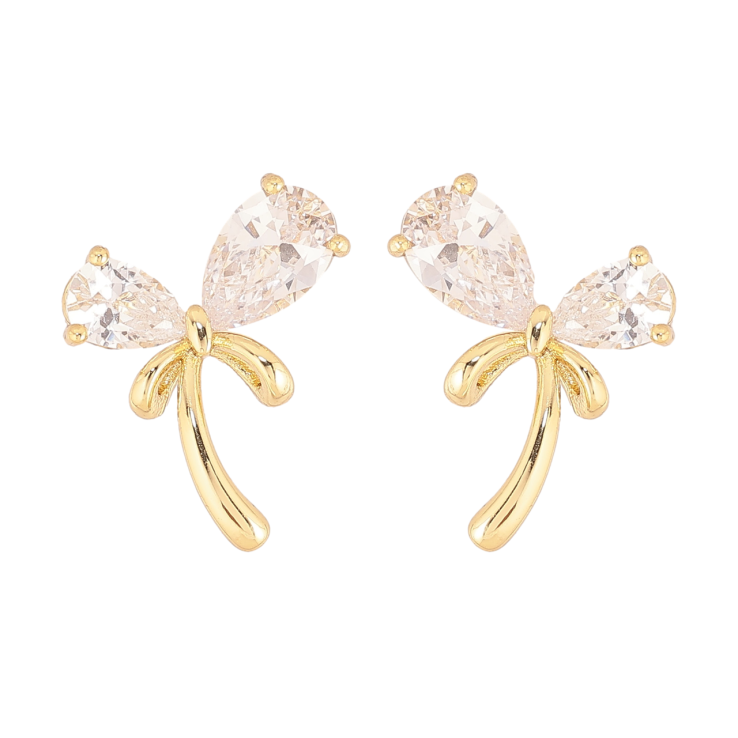 Серьги Xuping цвет Позолота 14K пусеты Кристальные банты фото №5