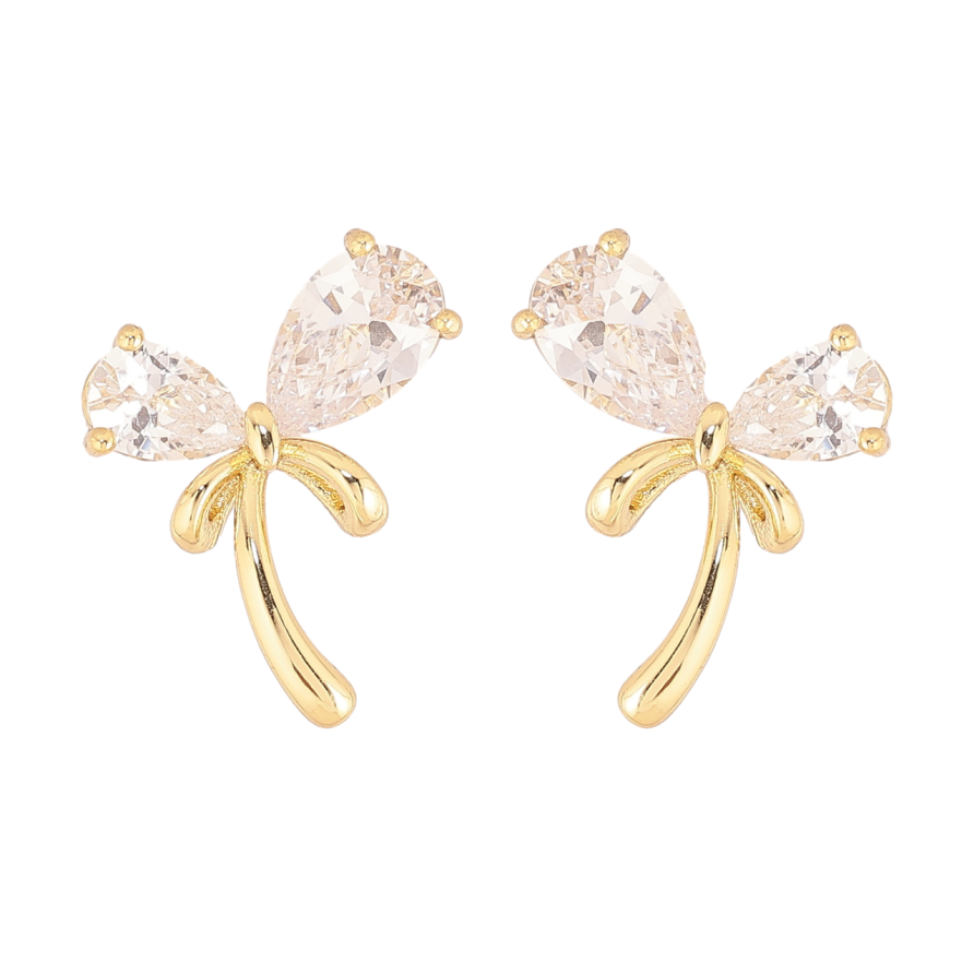 Серьги Xuping цвет Позолота 14K пусеты Кристальные банты фото №1 Серьги Xuping цвет Позолота 14K пусеты Кристальные банты фото №1