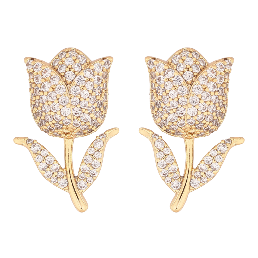 Серьги Xuping цвет Позолота 14K пусеты Тюльпаны с инкрустацией кристаллами фото №1 Серьги Xuping цвет Позолота 14K пусеты Тюльпаны с инкрустацией кристаллами фото №1