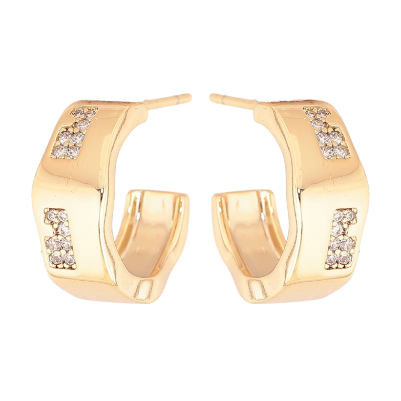 Сережки Xuping колір Позолота 14K пусети Декоративні дуги з кристалами фото №1