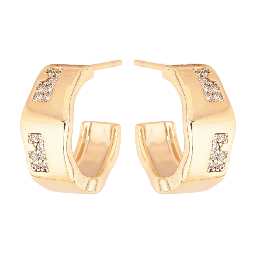 Серьги Xuping цвет Позолота 14K пусеты Декоративные дуги с кристаллами фото №1