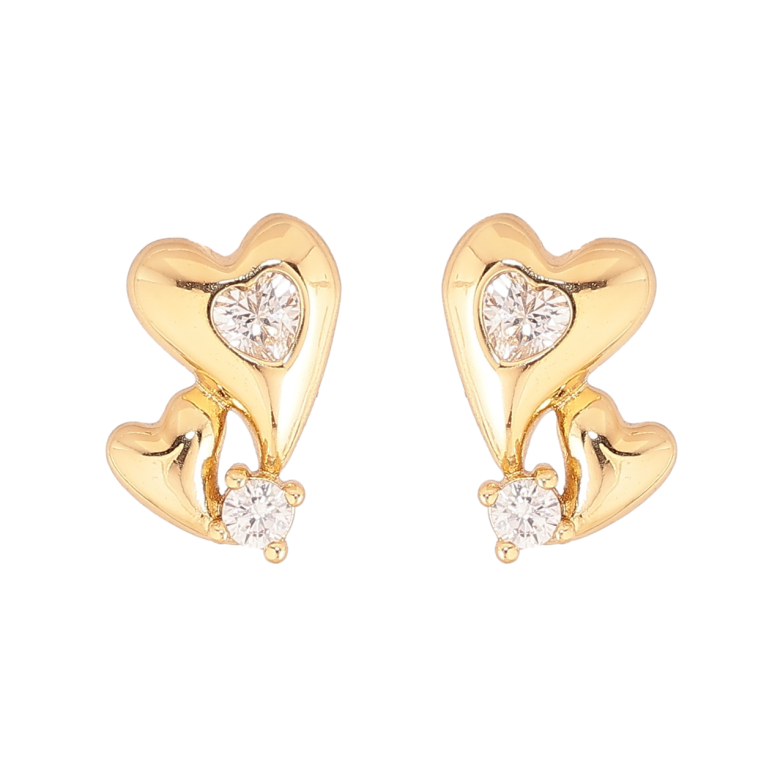 Сережки Xuping колір Позолота 14K пусети Сердечки з кристалами фото №1