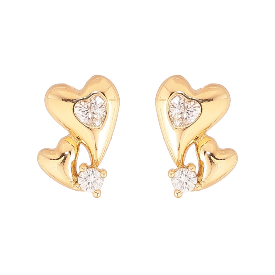 Сережки Xuping колір Позолота 14K пусети Сердечки з кристалами фото №1