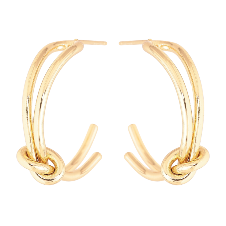 Серьги Xuping цвет Позолота 14K пусеты Дуги с узелками фото №10