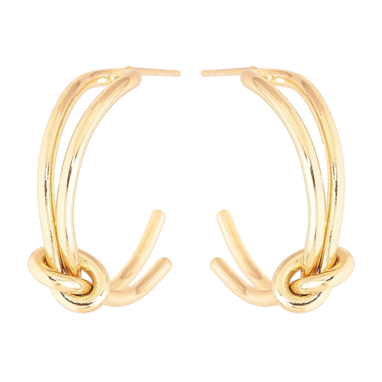 Серьги Xuping цвет Позолота 14K пусеты Дуги с узелками фото №1