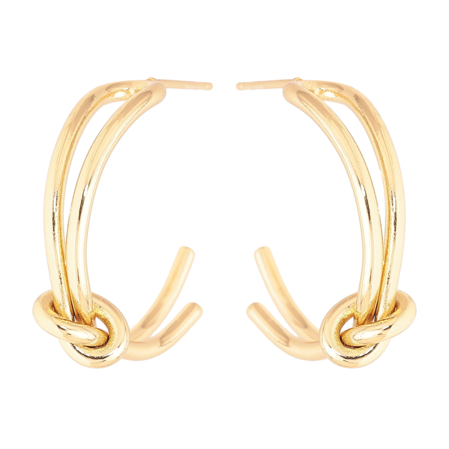 Серьги Xuping цвет Позолота 14K пусеты Дуги с узелками фото №1