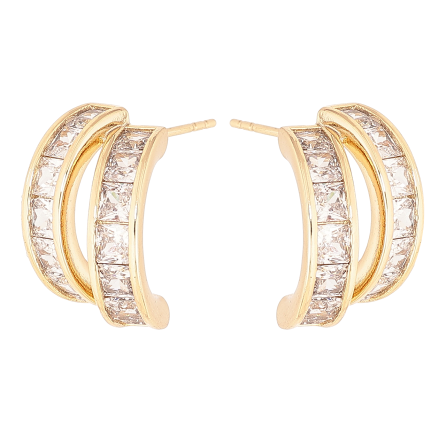 Серьги Xuping цвет Позолота 14K пусеты Дуги с кристаллами фото №1 Серьги Xuping цвет Позолота 14K пусеты Дуги с кристаллами фото №1