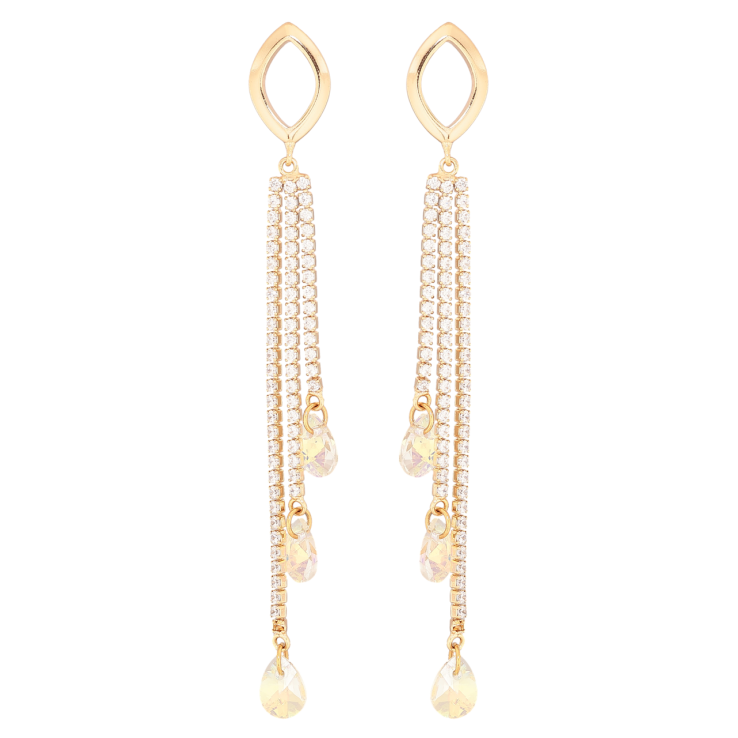 Серьги Xuping цвет Позолота 14K с кристаллами Swarovski пусеты Кристальные подвески фото №6