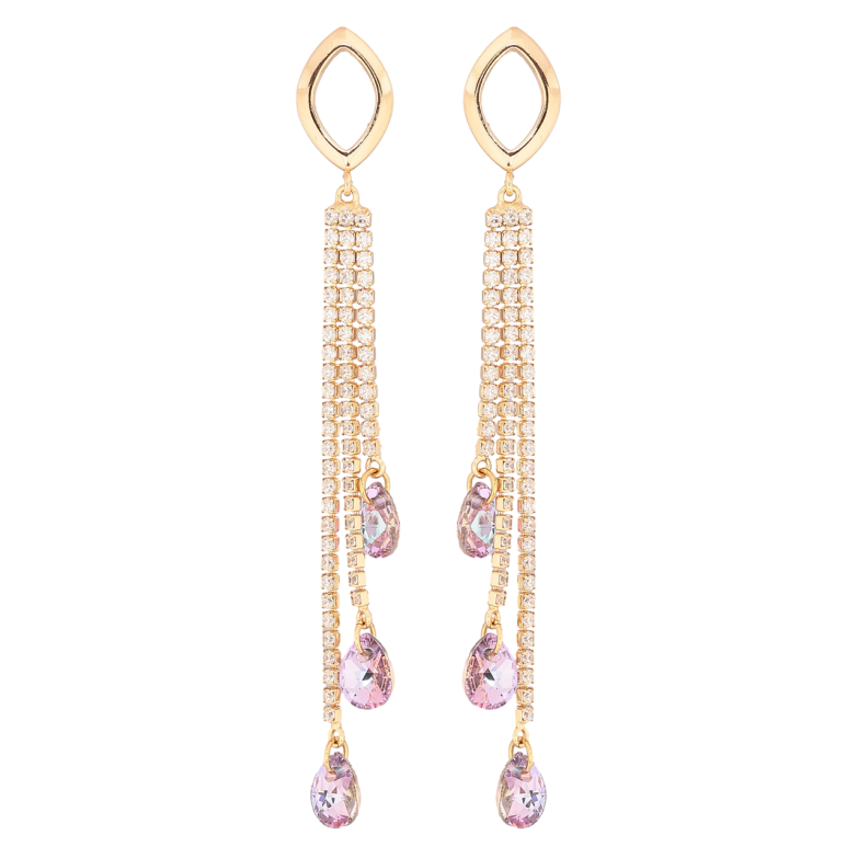 Серьги Xuping цвет Позолота 14K с кристаллами Swarovski пусеты Кристальные подвески Paradise Shine фото №1