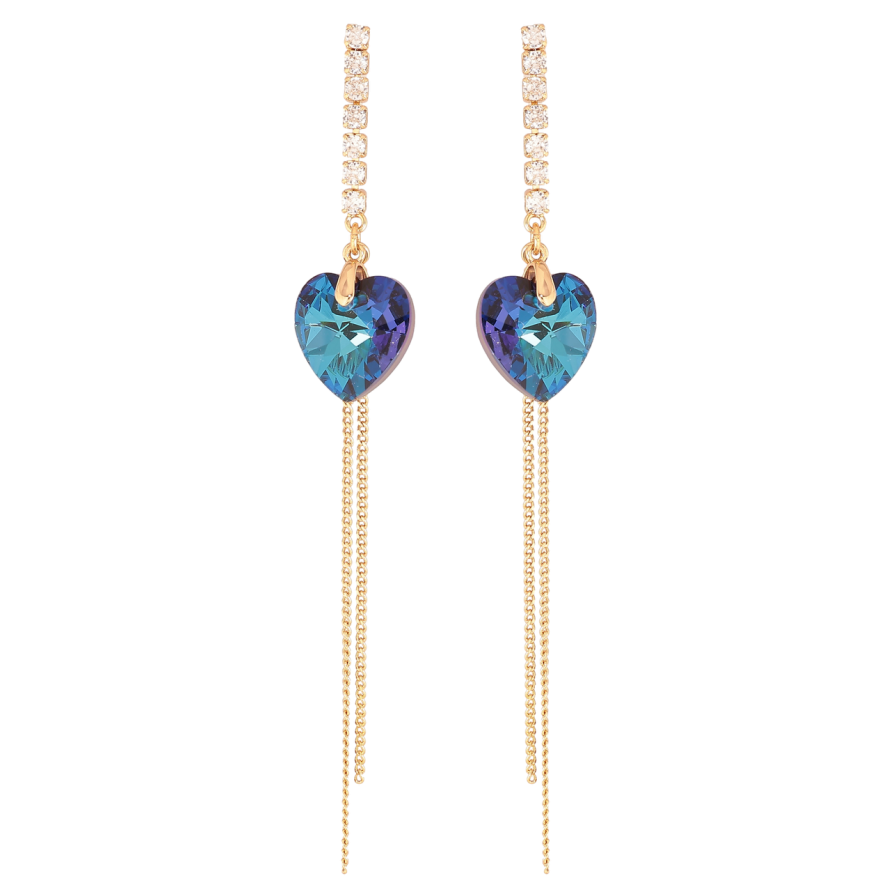 Сережки Xuping колір Позолота 18K з кристалами Swarovski пусети Кристальні підвіски Bermuda Blue фото №1 Сережки Xuping колір Позолота 18K з кристалами Swarovski пусети Кристальні підвіски Bermuda Blue фото №1