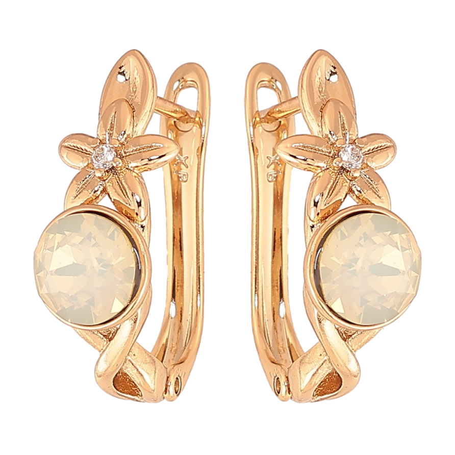 Серьги Xuping цвет Позолота 14K с кристаллами Swarovski английский замок Цветочный узор с кристаллом White Opal фото №1 Серьги Xuping цвет Позолота 14K с кристаллами Swarovski английский замок Цветочный узор с кристаллом White Opal фото №1