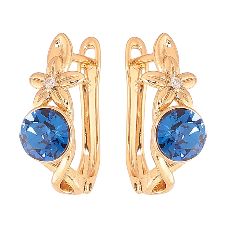 Серьги Xuping цвет Позолота 14K с кристаллами Swarovski английский замок Цветочный узор с кристаллом Capri Blue фото №15 Серьги Xuping цвет Позолота 14K с кристаллами Swarovski английский замок Цветочный узор с кристаллом Capri Blue фото №15