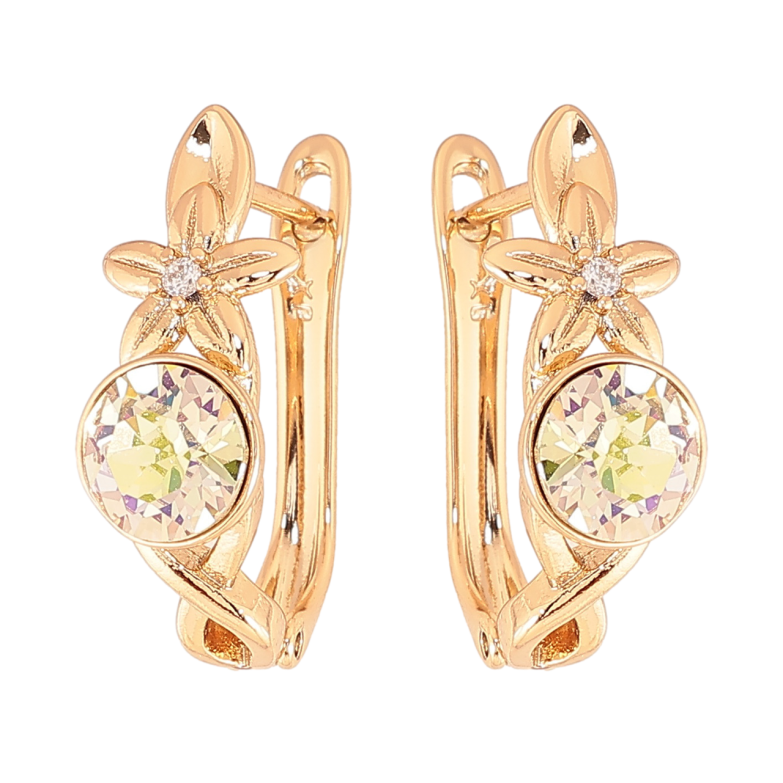 Серьги Xuping цвет Позолота 14K с кристаллами Swarovski английский замок Цветочный узор с кристаллом Vitrail Light фото №1 Серьги Xuping цвет Позолота 14K с кристаллами Swarovski английский замок Цветочный узор с кристаллом Vitrail Light фото №1